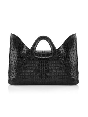 Women's Nicolle Croc-Embossed Leather Shopper - Black - Black