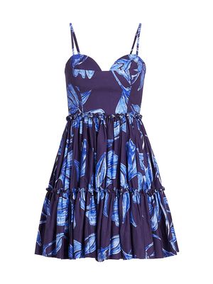 Women's Nightflower Floral Minidress - Indigo - Size 10