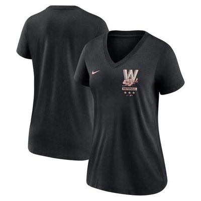 Women's Nike Black Washington Nationals 2022 City Connect Tri-Blend V-Neck T-Shirt