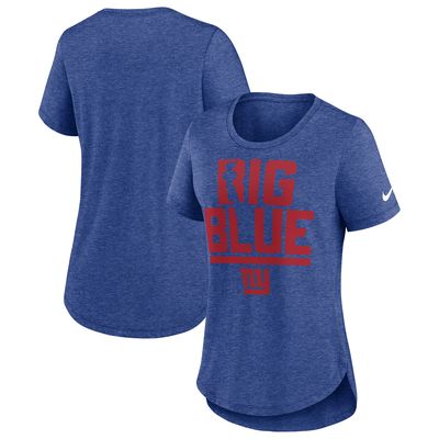 Women's Nike Heather Royal New York Giants Local Fashion Tri-Blend T-Shirt