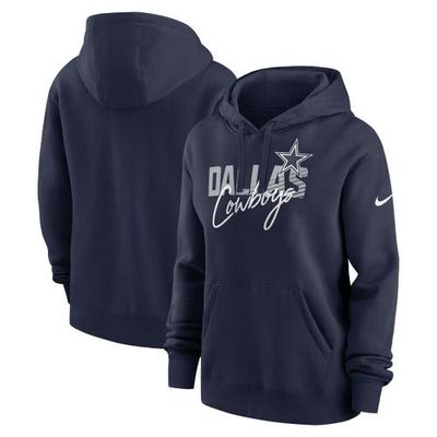 Women's Nike Navy Dallas Cowboys Wordmark Club Fleece Pullover Hoodie