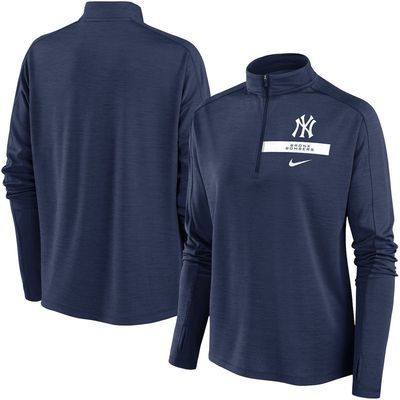 Women's Nike Navy New York Yankees Primetime Local Touch Pacer Quarter-Zip Top