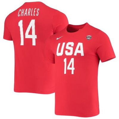 Women's Nike Tina Charles USA Basketball Red Name & Number Performance T-shirt