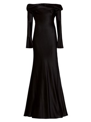 Women's Noa Crepe Satin Gown - Black - Size 4