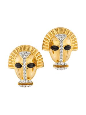 Women's Nomoli 18K Gold, Diamond & Onyx Stud Earrings - Yellow Gold - Yellow Gold