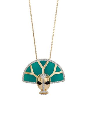 Women's Nomoli Totem 18K Gold, Diamond & Enamel Necklace - Green - Green