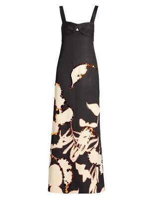 Women's Nostalgia Floral & Sequin-Embroidered Maxi Dress - Ankara Indigo Black Orange - Size 8