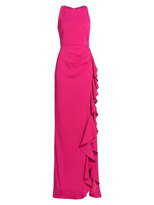 Women's Odessa Ruffled Slit Gown - Strawberry - Size 6