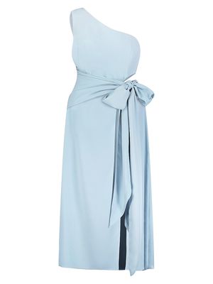 Women's One-Shoulder Cut-Out Bow Gown - Dusty Blue - Size 6