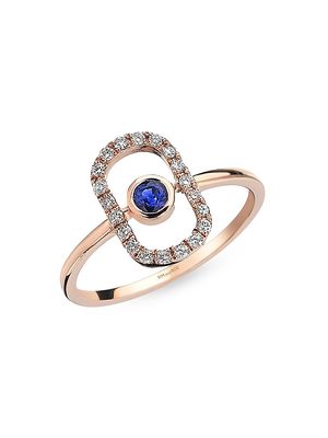 Women's Orbits 14K Rose Gold, 0.15 TCW Diamond, & Sapphire Ring - Blue - Size 6 - Blue - Size 6