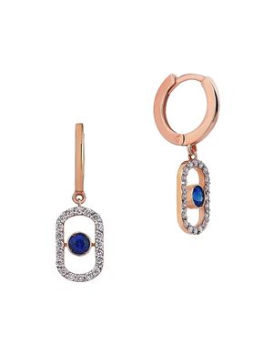 Women's Orbits 14K Rose Gold, Sapphire, & 0.4 TCW Diamond Drop Earrings - Blue - Blue