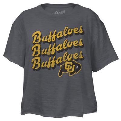 Women's Original Retro Brand Charcoal Colorado Buffaloes Buffaloes Script Slub Cropped T-Shirt