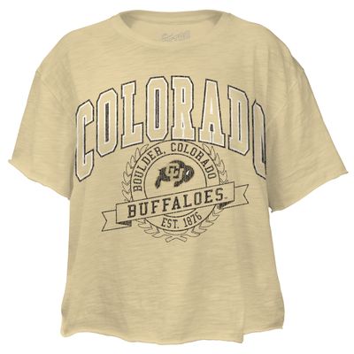 Women's Original Retro Brand Gold Colorado Buffaloes Seal Cropped T-Shirt