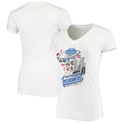 Women's Original Retro Brand White 2020 Women's Basketball SEC Tournament V-Neck T-Shirt