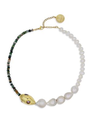Women's Orion 18K-Gold-Plated, Indian Agate & Pearl Necklace - Mother Of Pearl - Mother Of Pearl