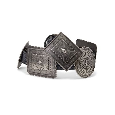 Women's Oval and Rectangle Concho Belt in Black, Size: Large by Ariat
