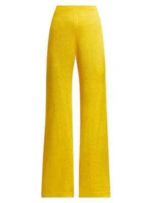 Women's Palermo Wide-Leg Satin Pants - Yellow - Size Small