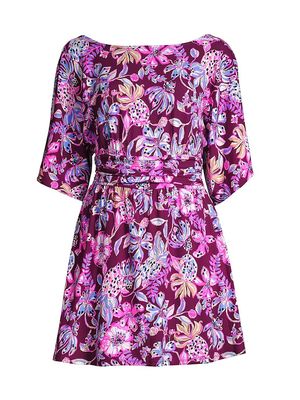 Women's Parigi Floral Boatneck Minidress - Size Medium