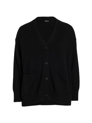 Women's Patch-Pocket Cotton Cardigan - Black - Size 14 - Black - Size 14