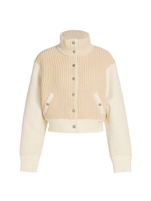 Women's Paula Crop Bomber Jacket - Ivory - Size Large