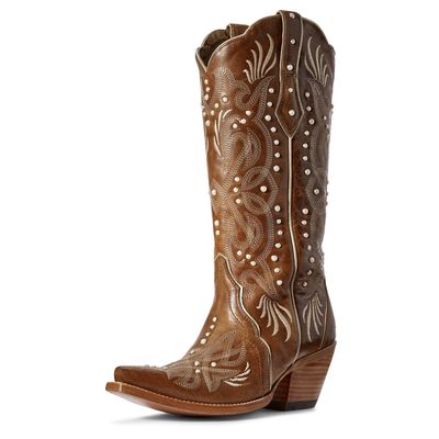 Women's Pearl Western Boots in Amber Leather, Size: 5.5 B / Medium by Ariat