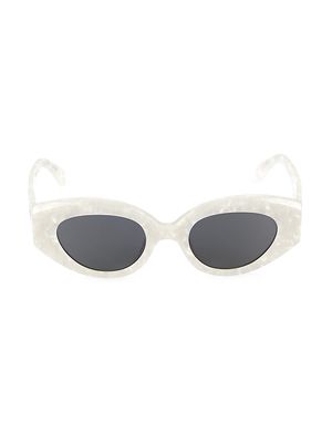 Women's Petra 47MM Cat Eye Sunglasses - White Black - White Black