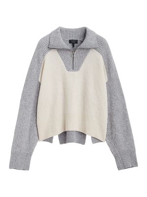 Women's Pierce Cashmere Boxy Sweater - Grey Multi - Size Medium