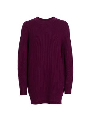 Women's Pierce Rib-Knit Cashmere Sweater Dress - Plum - Size XL