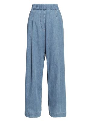 Women's Pila Wide-Leg Chambray Denim Pants - Light Blue - Size Medium