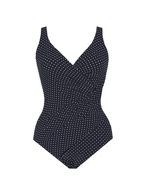 Women's Pin-Point Oceanus One-Piece Swimsuit - Black White - Size 16 - Black White - Size 16