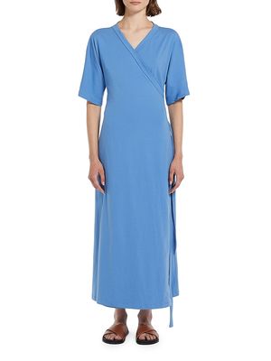 Women's Pisano Cotton-Blend Wrap Dress - Sky Blue - Size XS