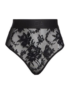 Women's Pizzo Lace High-Rise Briefs - Black - Size XS