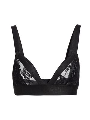 Women's Pizzo Lace Triangle Bralette - Black - Size Small