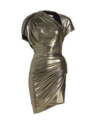 Women's Platine Vera Gathered Metallic Minidress - Platine - Size 4