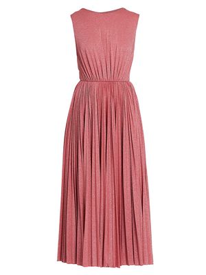 Women's Pleated Glittery Midi-Dress - Tea Rose - Size 6