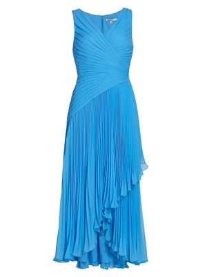 Women's Pleated Tulip Midi-Dress - Aqua - Size 6