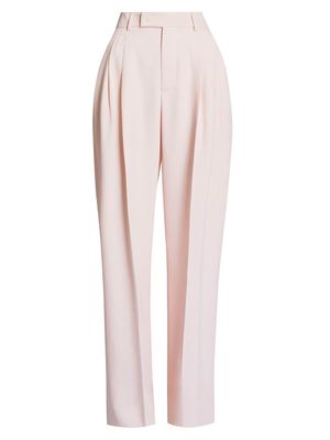 Women's Pleated Wide-Leg Trousers - Pink - Size 6