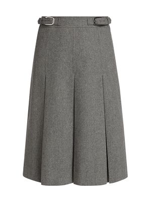 Women's Pleated Wool-Blend Skirt - Heather Grey - Size 00