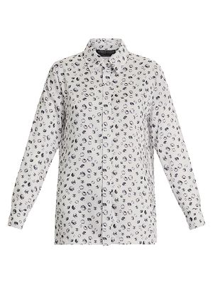 Women's Plus Eccelso Printed Satin Shirt - White Jewel - Size 14