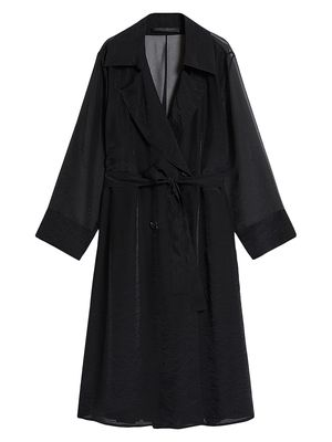 Women's Plus Miele Organza Trench Coat - Black - Size 16