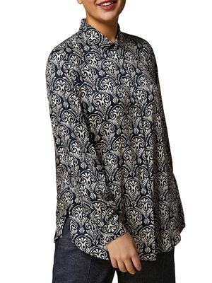 Women's Plus Quirino Printed Satin Shirt - Ultramarine - Size 14