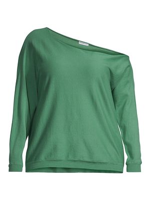 Women's Plus Size Cash Asymmetric Cotton-Blend Top - Golf Green - Size 14 - Golf Green - Size 14