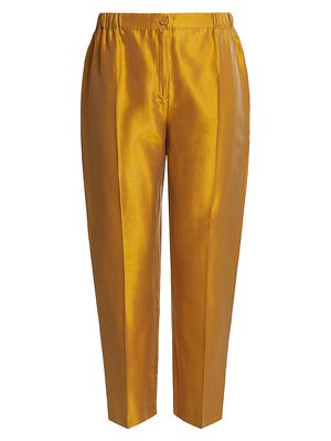 Women's Plus Size Nigeria Silk Shantung Cigarette Pants - Gold - Size 14