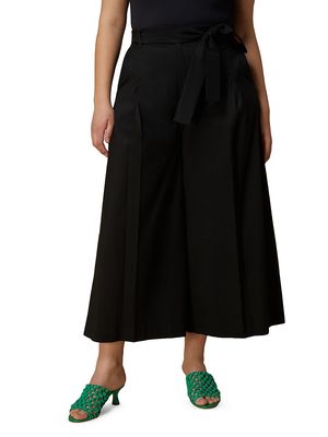 Women's Plus Size Uranio Belted Poplin Crop Pants - Black - Size 14