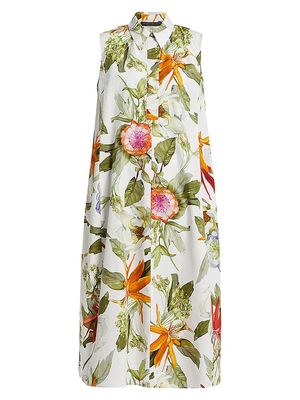 Women's Plus Vadier Cotton Printed Dress - White Big - Size 14