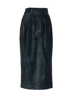 Women's Polly Pleated Corduroy Midi-Skirt - Blue - Size 0 - Blue - Size 0