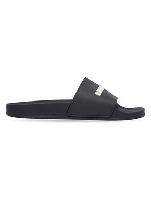 Women's Pool Slide Sandal - Black White - Size 6