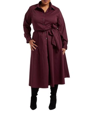 Women's Poplin Shirtdress - Bordeaux - Size 16