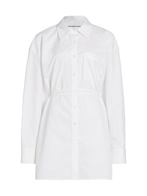 Women's Poplin Tie-Waist Shirtdress - White - Size Large