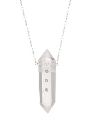 Women's Power Crystals 14K White Gold, Rock Crystal, & Diamond Pendant Necklace - White Gold - Size 20 - White Gold - Size 20